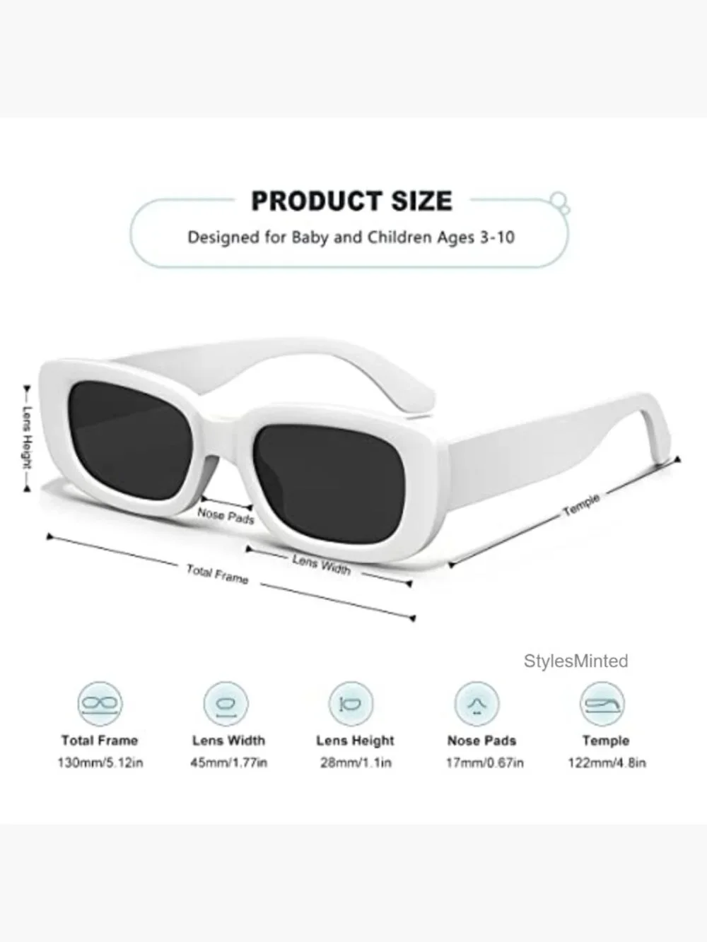 Unisex UV Protection Retro Kids Sunglasses Rectangle 90s Vintage Shades